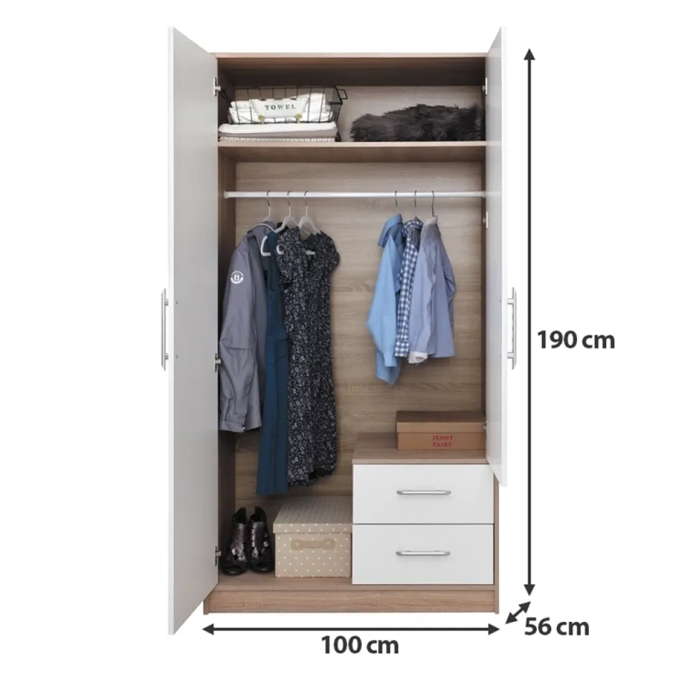 Garderoby|Meble Dla Dzieci>MEBLAR Dwudrzwiowa szafa z lustrem 100 cm szuflady SEVAS