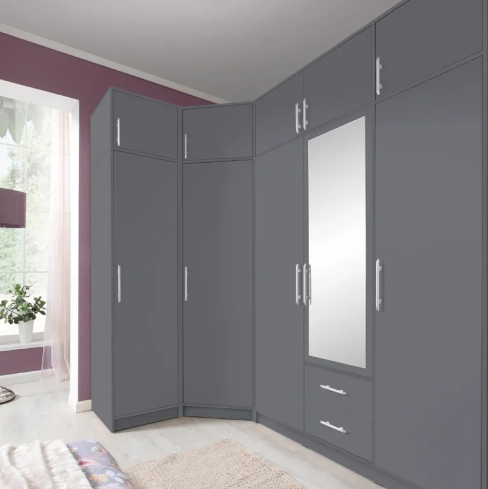 Garderoby|Meble Dla Dzieci>MEBLAR Dwudrzwiowa szafa z lustrem i szufladami SEVAS antracyt