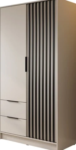 Zestawy Mebli Do Przedpokoju|Szafy Dwudrzwiowe>PIASKI Dwudrzwiowa szafa z szufladami 105 cm KELLY kaszmir