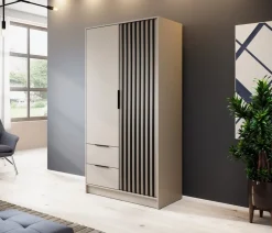 Zestawy Mebli Do Przedpokoju|Szafy Dwudrzwiowe></noscript>PIASKI Dwudrzwiowa szafa z szufladami 105 cm KELLY kaszmir