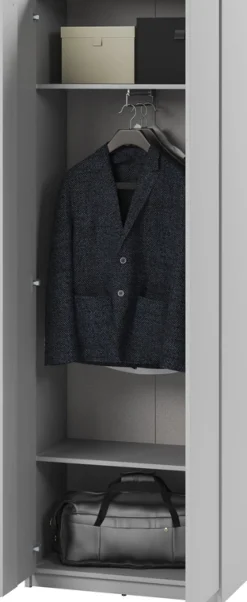 Garderoby|Szafy Dwudrzwiowe>lenart. Dwudrzwiowa szara szafa do przedpokoju 68 cm z półkami SIMPLY szary