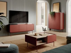 Komody></noscript>PIASKI Dwudrzwiowa wysoka komoda do salonu 97 cm CRYSTAL