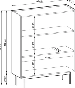 Komody></noscript>PIASKI Dwudrzwiowa wysoka komoda do salonu 97 cm CRYSTAL
