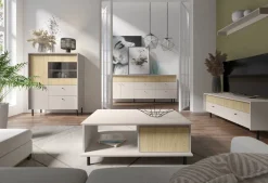 Regały Na Książki></noscript>MEBLAR Dwudrzwiowy regał na książki z półkami 103,5 cm MALIVO beż piaskowy