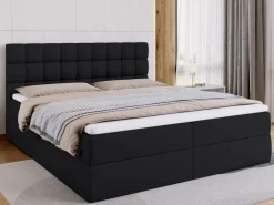 Łóżka Ze Stelażem|Łóżka Z Zagłówkiem></noscript>BROMARKT Dwuosobowe czarne łóżko kontynentalne 180x200 cm z pojemnikiem DAKOTA