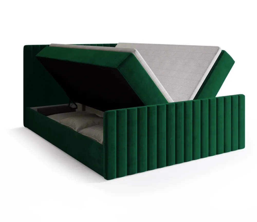 Łóżka Małżeńskie|Łóżka Ze Stelażem>BROMARKT Dwuosobowe łóżko do sypialni zielone 180x200 cm z pojemnikiem DREAM DUO