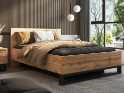 Łóżka Młodzieżowe|Łóżka Z Zagłówkiem></noscript>Helvetia Dwuosobowe łóżko drewniane ze stelażem do sypialni 140x200 cm HALLE S