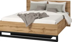 Łóżka Młodzieżowe|Łóżka Z Zagłówkiem>Helvetia Dwuosobowe łóżko drewniane ze stelażem do sypialni 160x200 cm HALLE S