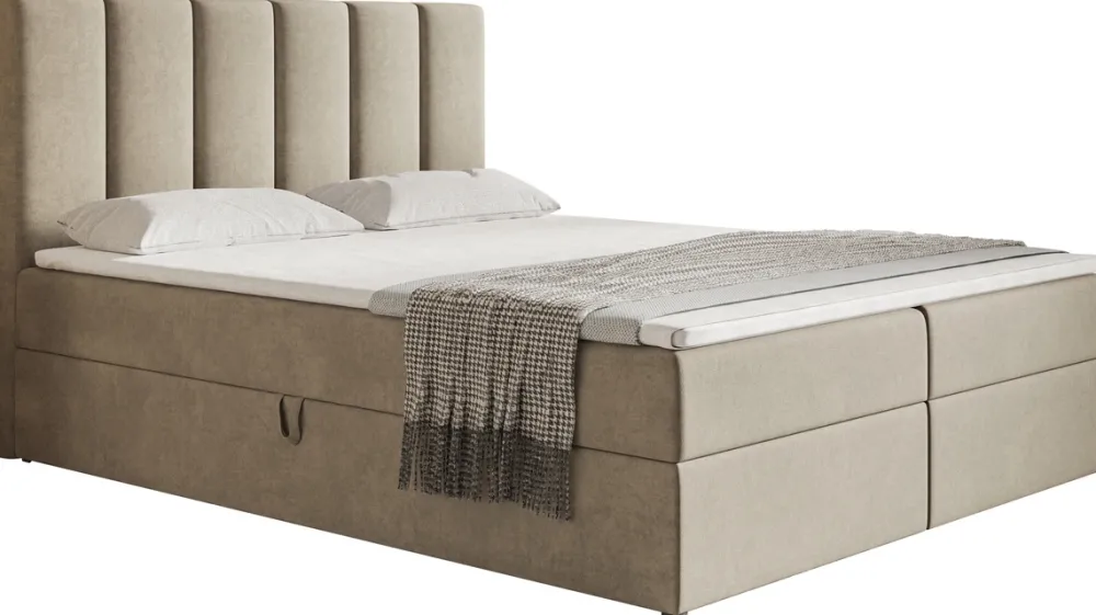 Łóżka Młodzieżowe|Łóżka Ze Stelażem>Riban Dwuosobowe łóżko kontynentalne 140x200 cm z pojemnikiem OWEL