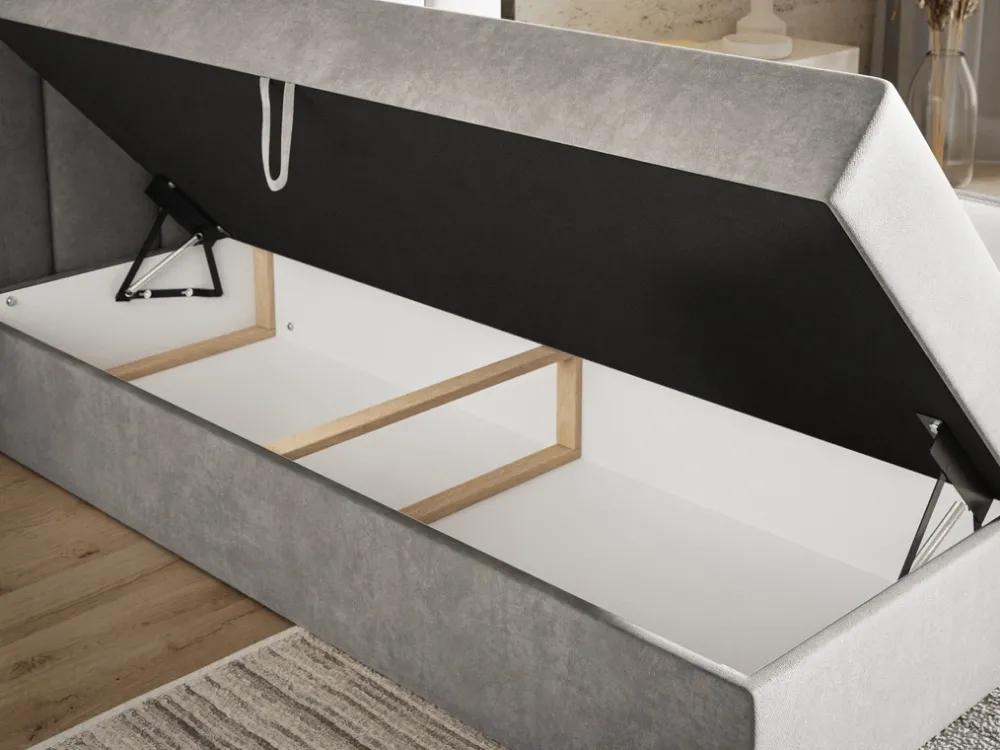 Łóżka Młodzieżowe|Łóżka Ze Stelażem>Riban Dwuosobowe łóżko kontynentalne 140x200 cm z pojemnikiem OWEL