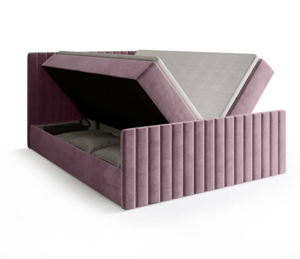 Łóżka Małżeńskie|Łóżka Ze Stelażem>BROMARKT Dwuosobowe łóżko kontynentalne 160x200 cm różowe z pojemnikiem DREAM DUO