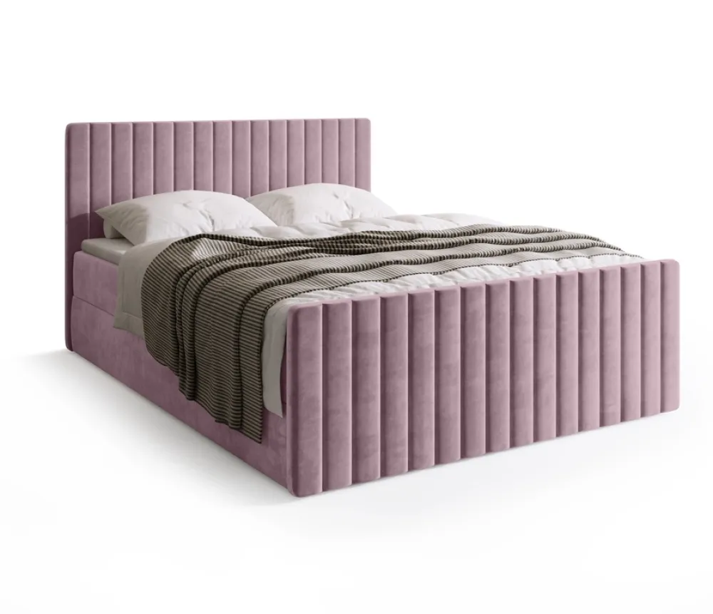 Łóżka Małżeńskie|Łóżka Ze Stelażem>BROMARKT Dwuosobowe łóżko kontynentalne 160x200 cm różowe z pojemnikiem DREAM DUO