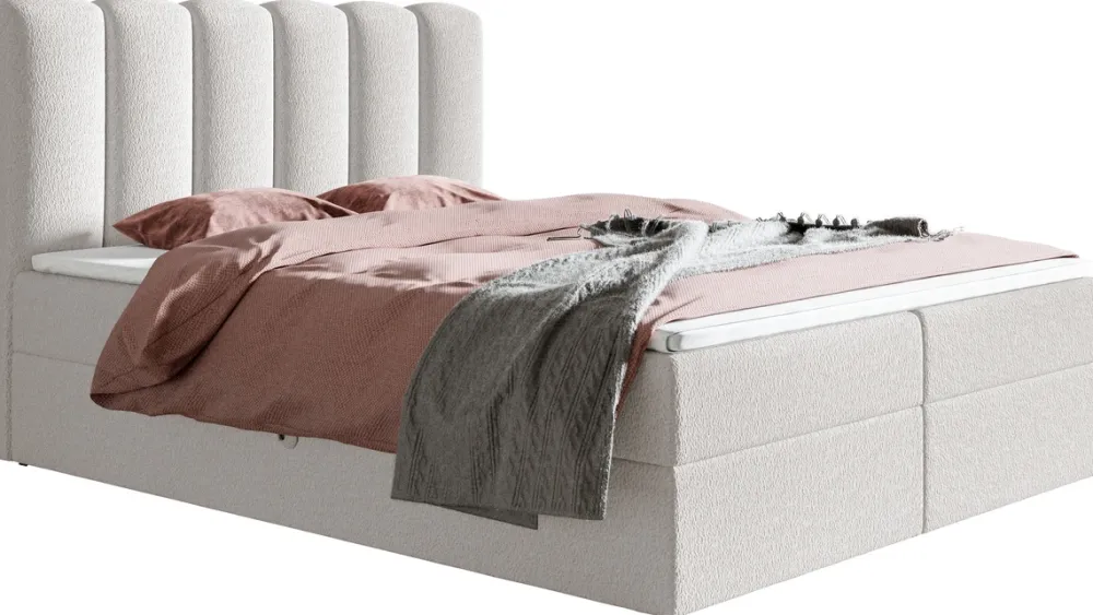 Łóżka Czarne|Łóżka Białe>Riban Dwuosobowe łóżko kontynentalne 180x200 cm z pojemnikiem do sypialni BALENO