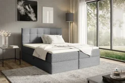 Łóżka Małżeńskie|Łóżka Ze Stelażem></noscript>BROMARKT Dwuosobowe łóżko kontynentalne 160x200 cm z pojemnikiem do sypialni ASPEN szare