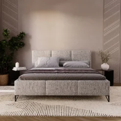 Łóżka Kontynentalne|Łóżka Małżeńskie></noscript>UNISTYL MEBLE Dwuosobowe łóżko LORIO 140x200 cm z pojemnikiem na pościel szare