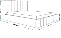 Łóżka Młodzieżowe|Łóżka Z Zagłówkiem></noscript>Riban Dwuosobowe łóżko tapicerowane 140x200 cm ze stelażem i pojemnikiem PASOT