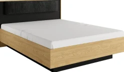 Łóżka Młodzieżowe|Łóżka Małżeńskie>LASKI Dwuosobowe łóżko 160x200 cm z pojemnikiem do sypialni BALLESO dąb baltic