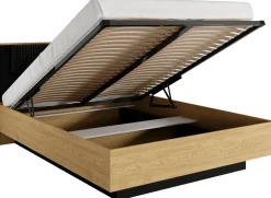 Łóżka Młodzieżowe|Łóżka Małżeńskie>LASKI Dwuosobowe łóżko 160x200 cm z pojemnikiem do sypialni BALLESO dąb baltic