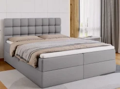 Łóżka Ze Stelażem|Łóżka Z Zagłówkiem></noscript>BROMARKT Dwuosobowe szare łóżko kontynentalne 160x200 cm z pojemnikiem DAKOTA