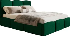 Łóżka Młodzieżowe|Łóżka Ze Stelażem>Riban Dwuosobowe tapicerowane łóżko 160x200 cm z pojemnikiem zielone SEPERO