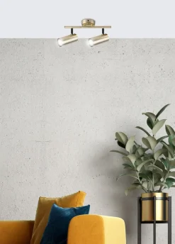 Oświetlenie Jadalni|Oświetlenie Sypialni>Candellux Lighting Dwupunktowa lampa sufitowa Colly mosiądz 2xGU10