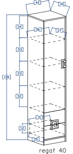 Regały Na Książki|Regały Dla Dzieci></noscript>DOMEL Dziecięcy regał 40 cm z szufladami NICO