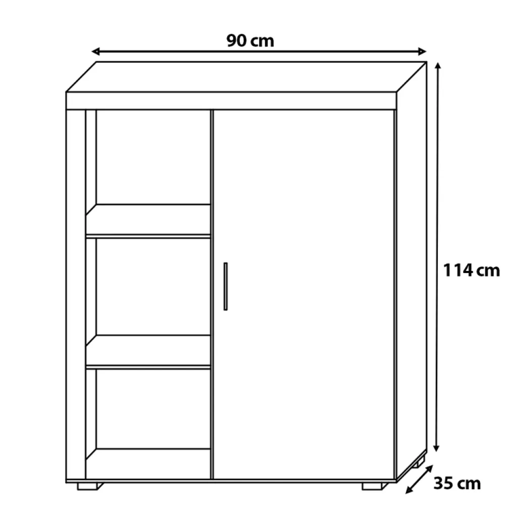 Komody>JUREK Elegancka komoda z półkami do salonu 90 cm SELFI