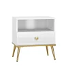 Szafki Nocne>ML Meble Elegancka szafka nocna do sypialni GOLDIN biały połysk