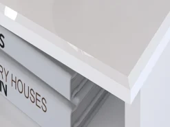 Szafki Nocne></noscript>ML Meble Elegancka szafka nocna do sypialni GOLDIN biały połysk