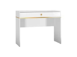 Toaletki I Konsole>ML Meble Elegancka toaletka z szufladą do sypialni GOLDIN biały połysk