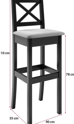 Hokery></noscript>Meblomal Elegancki hoker z drewna bukowego do kuchni z tapicerowanym siedziskiem HANDY