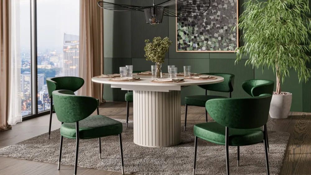 Stoły Rozkładane|Stoły>DOLMAR Elegancki stół okrągły rozkładany 160 cm ZELDA kaszmir