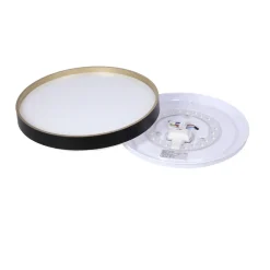 Oświetlenie Pokoju Dziecięcego|Oświetlenie Przedpokoju></noscript>Candellux Lighting Florida lampa sufit. plafon czarno złoty+biały 18w led 33 cm klosz biały sky ef