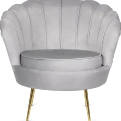 Fotele></noscript>MEBEL ELITE Fotel do salonu welurowy muszelkowy szary ADELLE