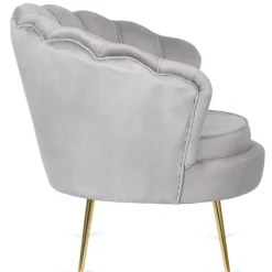 Fotele></noscript>MEBEL ELITE Fotel do salonu welurowy muszelkowy szary ADELLE