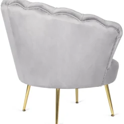 Fotele></noscript>MEBEL ELITE Fotel do salonu welurowy muszelkowy szary ADELLE