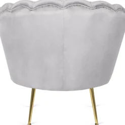 Fotele></noscript>MEBEL ELITE Fotel do salonu welurowy muszelkowy szary ADELLE