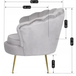 Fotele></noscript>MEBEL ELITE Fotel do salonu welurowy muszelkowy szary ADELLE