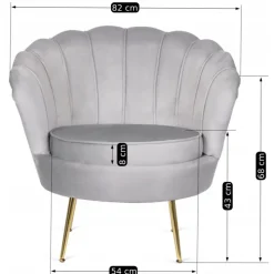 Fotele></noscript>MEBEL ELITE Fotel do salonu welurowy muszelkowy szary ADELLE