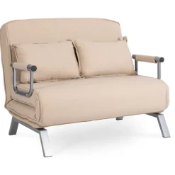 Fotele></noscript>MEBEL ELITE Fotel dwuosobowy rozkładany z funkcją spania do salonu BRADO Beżowy