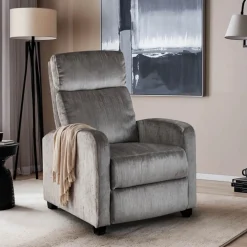 Meble Młodzieżowe|Fotele>MEBEL ELITE Fotel rozkładany do salonu welurowy DUMIO szary