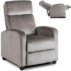 Meble Młodzieżowe|Fotele></noscript>MEBEL ELITE Fotel rozkładany do salonu welurowy DUMIO szary