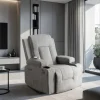 Fotele>MEBEL ELITE Fotel rozkładany do salonu z funkcją masażu BRANO szary sztruks