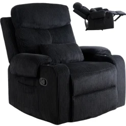 Fotele>MEBEL ELITE Fotel rozkładany do spania czarny do salonu TURIN