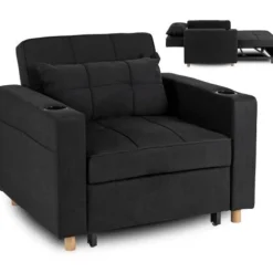 Fotele>MEBEL ELITE Fotel rozkładany z funkcją spania do salonu SOREL czarny
