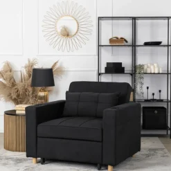 Fotele>MEBEL ELITE Fotel rozkładany z funkcją spania do salonu SOREL czarny