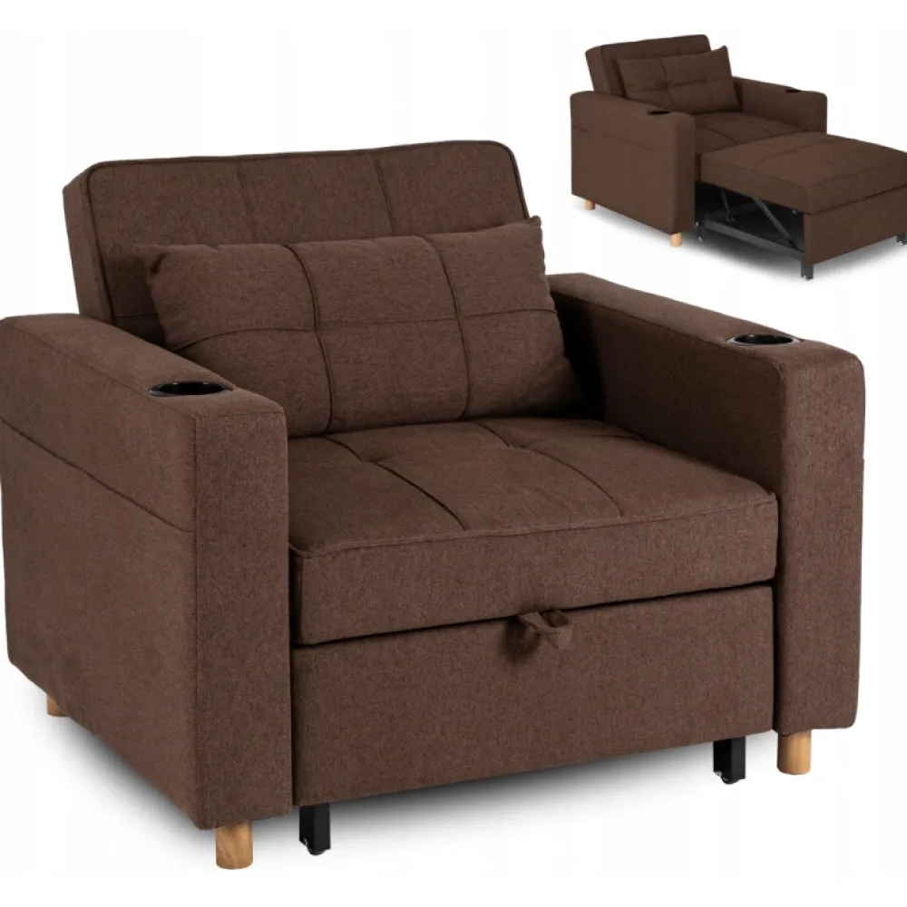 Meble Młodzieżowe|Fotele>MEBEL ELITE Fotel rozkładany z funkcją spania do salonu SOREL brązowy