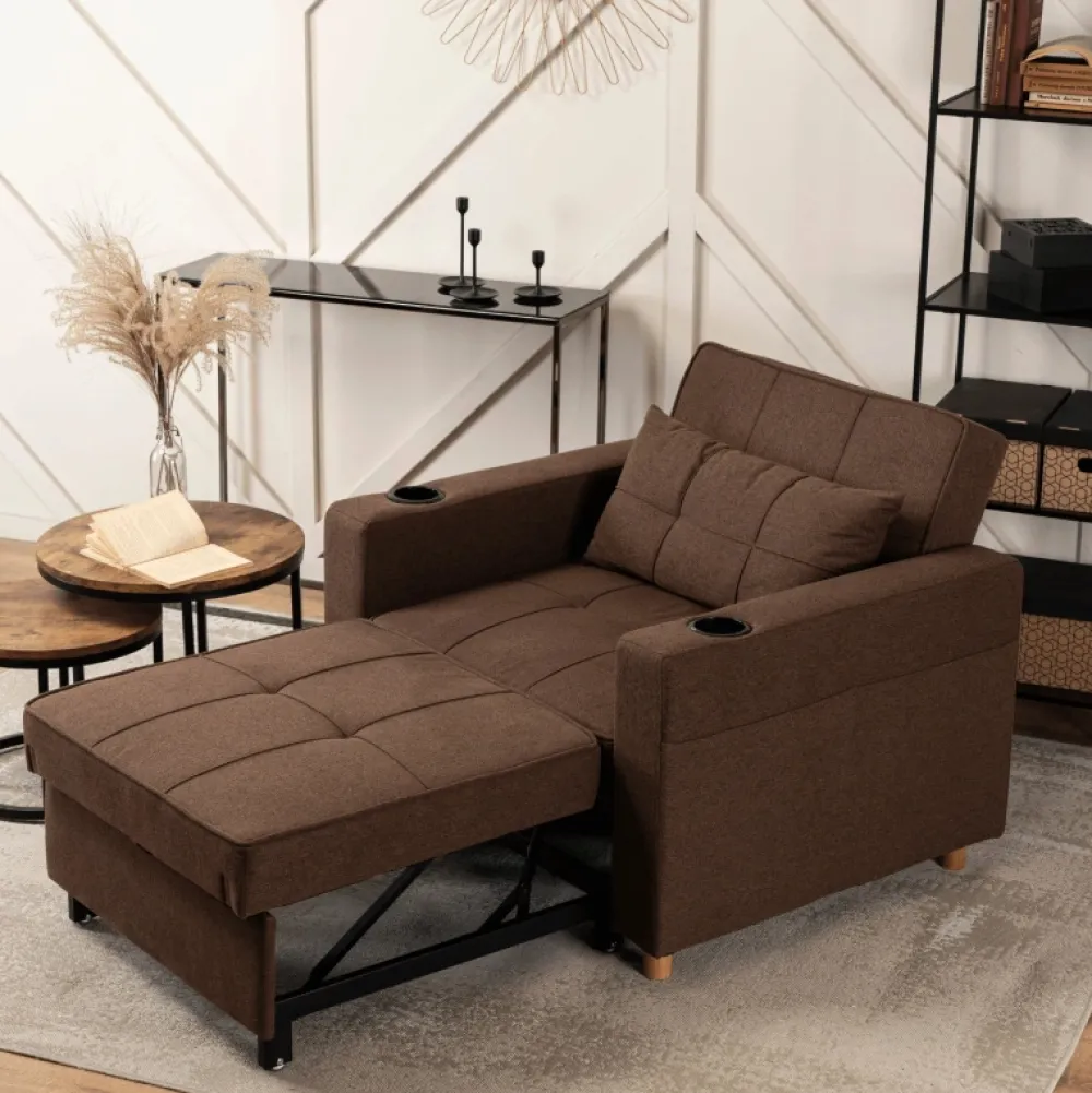 Meble Młodzieżowe|Fotele>MEBEL ELITE Fotel rozkładany z funkcją spania do salonu SOREL brązowy