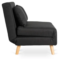 Fotele></noscript>MEBEL ELITE Fotel rozkładany z funkcją spania 100 cm do salonu MALIE czarny