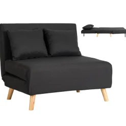 Fotele></noscript>MEBEL ELITE Fotel rozkładany z funkcją spania 100 cm do salonu MALIE czarny